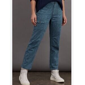 Anthropologie The Wanderer Tone on Tone Zebra Utility Pant Teal Blue Size 31